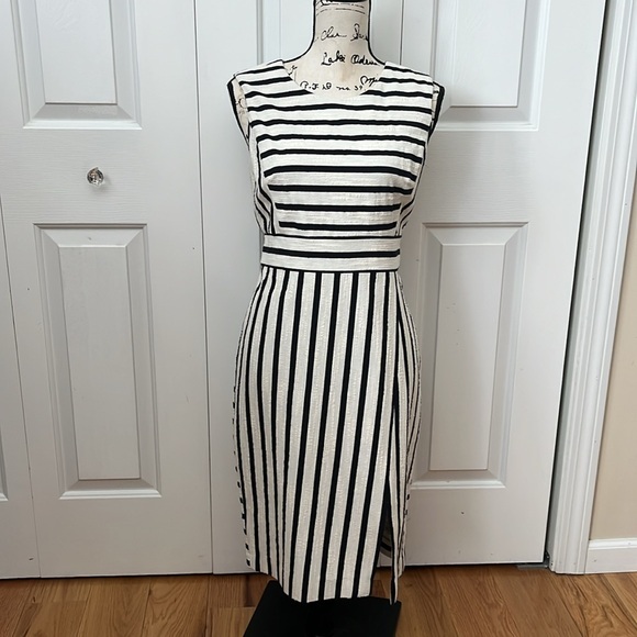 Ann Taylor Dresses & Skirts - NWT Ann Taylor Black & Cream Striped textured dress Sz 8 Petite